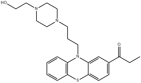 1-[10-[3-[4-(2-ヒドロキシエチル)-1-ピペラジニル]プロピル]-10H-フェノチアジン-2-イル]-1-プロパノン 化学構造式