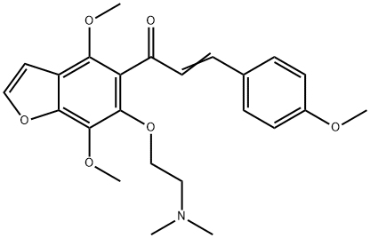 1-[6-[2-(ジメチルアミノ)エトキシ]-4,7-ジメトキシ-5-ベンゾフラニル]-3-(4-メトキシフェニル)-2-プロペン-1-オン 化学構造式