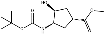 (1S,2S,4R)-N-BOC-1-AMINO-2-HYDROXYCYCLOPENTANE-4-CARBOXYLIC ACID METHYL ESTER Struktur
