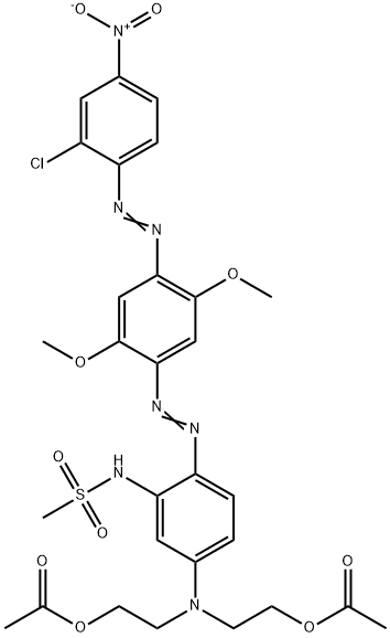 N-(メチルスルホニル)-N',N'-ビス[2-(アセチルオキシ)エチル]-6-[[4-[(2-クロロ-4-ニトロフェニル)アゾ]-2,5-ジメトキシフェニル]アゾ]-1,3-ベンゼンジアミン 化学構造式
