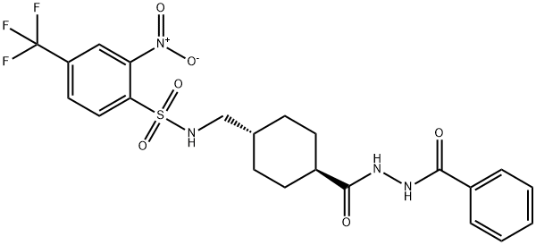 1-Benzoyl-2-[[trans-4-[[[[2-nitro-4-(trifluoromethyl)phenyl]sulfonyl]amino]methyl]cyclohexyl]carbonyl]hydrazine Struktur