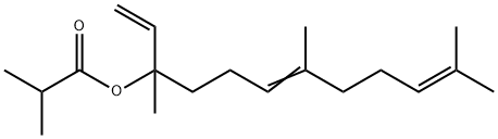 2-メチルプロパン酸1-エテニル-1,5,9-トリメチル-4,8-デカジエニル 化学構造式