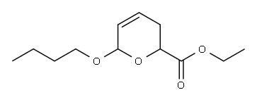 6-ブトキシ-3,6-ジヒドロ-2H-ピラン-2-カルボン酸エチル 化学構造式