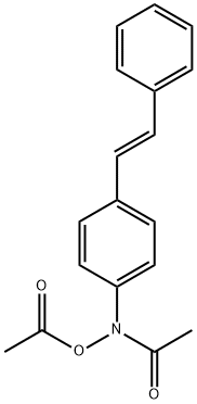 N-アセトキシ-N-[4-[(E)-2-フェニルエテニル]フェニル]アセトアミド 化学構造式