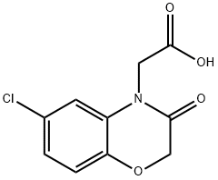(6-クロロ-3-オキソ-2,3-ジヒドロ-4H-1,4-ベンゾキサジン-4-イル)酢酸 化学構造式
