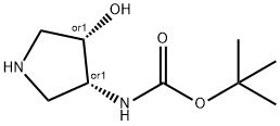 Carbamic acid, [(3R,4S)-4-hydroxy-3-pyrrolidinyl]-, 1,1-dimethylethyl ester, rel- Structure