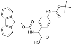 (4-TERT-BUTOXYCARBONYLAMINO-PHENYL)-[(9H-FLUOREN-9-YLMETHOXYCARBONYLAMINO)]-ACETIC ACID Struktur