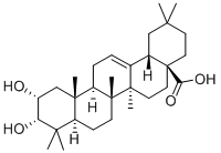 2α,3α-ジヒドロキシオレアナ-12-エン-28-酸 化学構造式