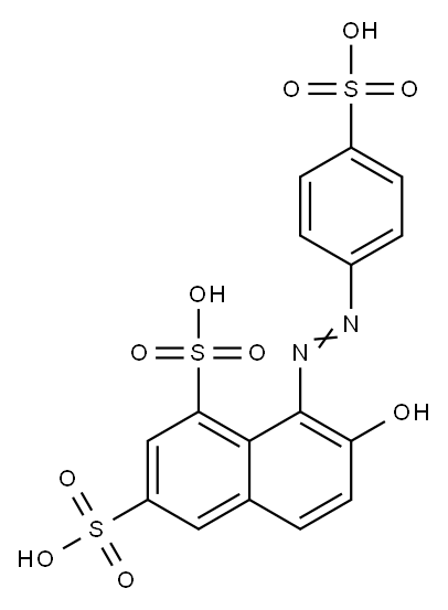 (8E)-7-oxo-8-[(4-sulfophenyl)hydrazinylidene]naphthalene-1,3-disulfoni c acid Struktur
