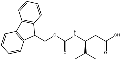 (3S)-3-(9H-フルオレン-9-イルメトキシカルボニルアミノ)-4-メチルペンタン酸 化学構造式