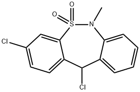 3-クロロ-6,11-ジヒドロ-6-メチル-11-クロロジベンゾ[c,f][1,2]チアゼピン5,5-ジオキシド 化学構造式