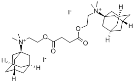 N,N'-[(1,4-ジオキソ-1,4-ブタンジイル)ビス(オキシ-2,1-エタンジイル)]ビス[N,N-ジメチルトリシクロ[3.3.1.13,7]デカン-1-アミニウム]·ジヨージド 化学構造式