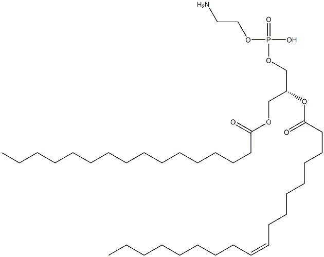 (9Z)-9-オクタデセン酸(R)-1-[[[2-アミノエトキシ(ヒドロキシ)ホスフィニル]オキシ]メチル]-2-[(1-オキソヘキサデシル)オキシ]エチル 化学構造式