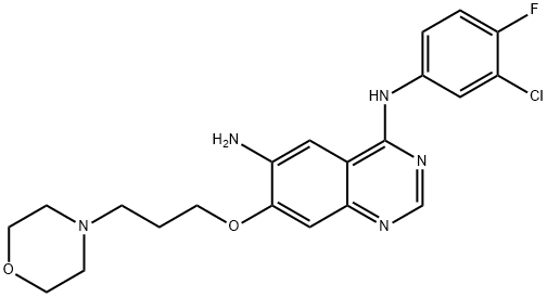 N4-(3-氯-4-氟苯基)-7-(3-吗啉丙氧基)喹唑啉-4,6-二胺, 267243-68-5, 结构式