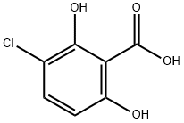 3-クロロ-2,6-ジヒドロキシ安息香酸 化学構造式
