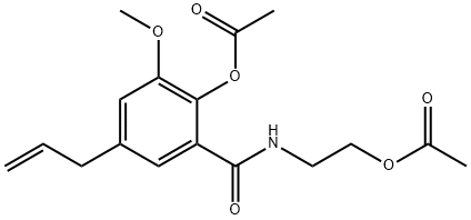 5-アリル-2-ヒドロキシ-N-(2-ヒドロキシエチル)-m-アニスアミドジアセタート 化学構造式