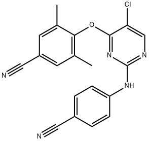 4-[4-(2,6-ジメチル-4-シアノフェノキシ)-5-クロロ-2-ピリミジニルアミノ]ベンゾニトリル 化学構造式