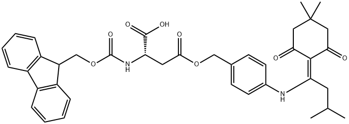 N-芴甲氧羰基-L-天冬氨酸 4-[[4-[[1-(4,4-二甲基-2,6-二氧代环己亚基)-3-甲基丁基]氨基]苯基]甲基]酯, 269066-08-2, 结构式