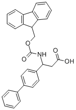 3-{[(9H-フルオレン-9-イルメトキシ)カルボニル]アミノ}-3-(4-フェニルフェニル)プロパン酸 化学構造式