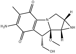 (1aS)-1,1aα,2,8,8a,8bα-ヘキサヒドロ-6-アミノ-8β-ヒドロキシメチル-8aα-メトキシ-5-メチルアジリノ[2',3':3,4]ピロロ[1,2-a]インドール-4,7-ジオン 化学構造式