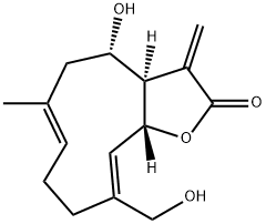 (3aR,4S,6E,10Z,11aR)-3a,4,5,8,9,11a-Hexahydro-4-hydroxy-10-(hydroxymethyl)-6-methyl-3-methylenecyclodeca[b]furan-2(3H)-one Structure