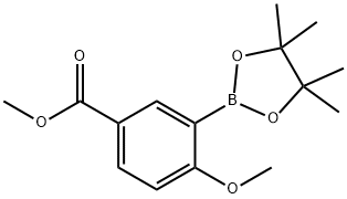 2-甲氧基-5-甲氧羰基苯硼酸频那醇酯 结构式