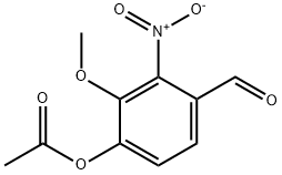 酢酸2-メトキシ-3-ニトロ-4-ホルミルフェニル 化学構造式