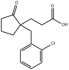 1-(o-クロロベンジル)-2-オキソシクロペンタンプロピオン酸 化学構造式