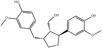 2α-(4-ヒドロキシ-3-メトキシフェニル)-3β-(ヒドロキシメチル)-4β-(4-ヒドロキシ-3-メトキシベンジル)テトラヒドロフラン 化学構造式