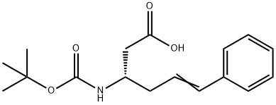 BOC-(S)-3-アミノ-6-フェニル-5-ヘキセン酸 化学構造式