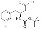 BOC-(S)-3-アミノ-4-(3-フルオロフェニル)酪酸 化学構造式