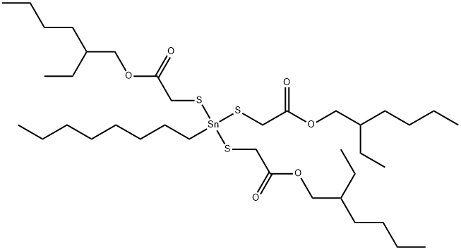 2-ethylhexyl 10-ethyl-4-[[2-[(2-ethylhexyl)oxy]-2-oxoethyl]thio]-4-octyl-7-oxo-8-oxa-3,5-dithia-4-stannatetradecanoate  Structure