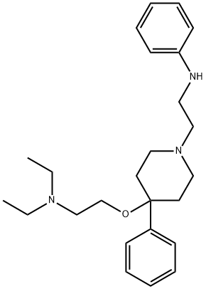 1-(2-アニリノエチル)-4-[2-(ジエチルアミノ)エトキシ]-4-フェニルピペリジン 化学構造式
