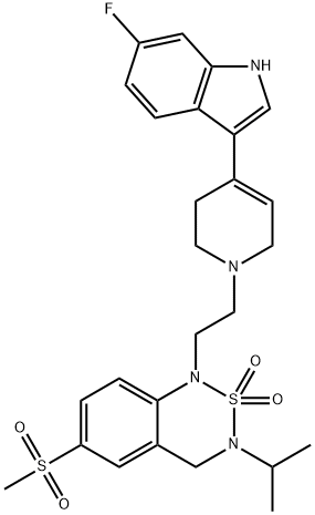 1-(2-[4-(6-FLUORO-1H-INDOL-3-YL)-3,6-DIHYDRO-2H-PYRIDIN-1-YL]-ETHYL)-3-ISOPROPYL-6-METHANESULFONYL-3,4-DIHYDRO-1H-BENZO[1,2,6]THIADIAZINE 2,2-DIOXIDE Structure