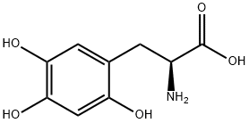 (S)-2-アミノ-3-(2,4,5-トリヒドロキシフェニル)プロピオン酸 化学構造式