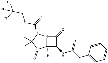 3,3-二甲基-7-氧代-6-(2-苯基乙酰氨基)-4-硫杂-1-氮杂双环[3.2.0]庚烷-2-羧酸-2,2,2-三氯乙酯-4-氧化物, 27255-71-6, 结构式