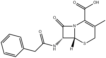 7-苯乙酰胺基-3-甲基-8-氧代-5-硫杂-1-氮杂双环[4.2.0]辛-2-烯-2-甲酸 结构式