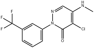 4-クロロ-5-メチルアミノ-2-[m-(トリフルオロメチル)フェニル]ピリダジン-3(2H)-オン 化学構造式