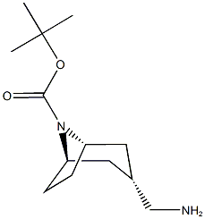 外-3-氨基甲基-8-叔丁氧羰基-8-氮杂双环[3.2.1]辛烷,273207-53-7,结构式