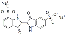 disodium 2-(1,3-dihydro-3-oxo-7-sulphonato-2H-indol-2-ylidene)-3-oxoindoline-5-sulphonate, 27414-68-2, 结构式