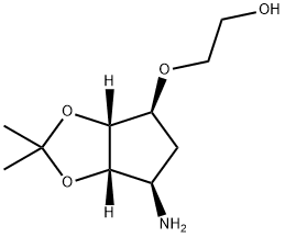 2-[[(3AR,4S,6R,6AS)-6-アミノテトラヒドロ-2,2-ジメチル-4H-シクロペンタ-1,3-ジオキソール-4-イル]オキシ]エタノール 化学構造式