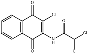 2,2-ジクロロ-N-(3-クロロ-1,4-ジヒドロ-1,4-ジオキソナフタレン-2-イル)アセトアミド 化学構造式