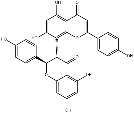 8-[(2S,3R)-5,7-dihydroxy-2-(4-hydroxyphenyl)-4-oxo-chroman-3-yl]-5,7-dihydroxy-2-(4-hydroxyphenyl)chromen-4-one,27542-37-6,结构式