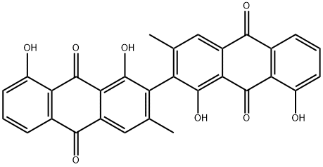 1,1',8,8'-テトラヒドロキシ-3,3'-ジメチル-2,2'-ビ[9,10-アントラキノン] 化学構造式