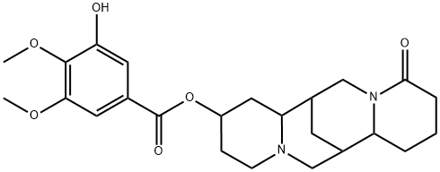 3-ヒドロキシ-4,5-ジメトキシ安息香酸[ドデカヒドロ-11-オキソ-7,14-メタノ-2H,6H-ジピリド[1,2-a:1',2'-e][1,5]ジアゾシン-2-イル] 化学構造式