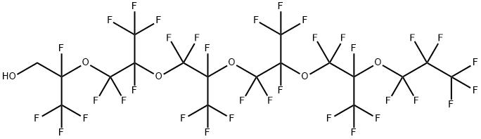 1H,1H-パーフルオロ(2,5,8,11,14-ペンタメチル-3,6,9,12,15-オキサオクタデカン-1-オール) 化学構造式