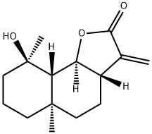 (3aS)-9β-ヒドロキシ-3-メチレン-5aα,9-ジメチル-3aβ,4,5,5a,6,7,8,9,9aβ,9bα-デカヒドロナフト[1,2-b]フラン-2(3H)-オン 化学構造式
