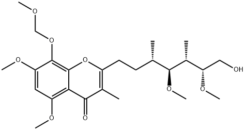 2-[(3S,4S,5S,6R)-7-Hydroxy-4,6-diMethoxy-3,5-diMethylheptyl]-5,7-diMethoxy-8-(MethoxyMethoxy)-3-Methyl-2,3-dihydro-4H-1-benzopyran-4-one, 276690-22-3, 结构式