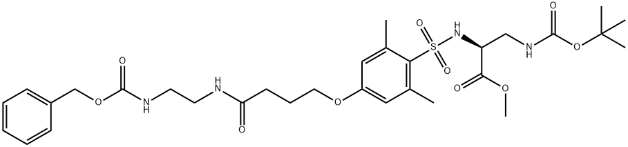 [2,6-DIMETHYL-4-(3-[2-(Z-AMINO)-ETHYLCARBAMOYL]-PROPOXY)-BENZENESULFONYL]-D-DAP(BOC)-OME Struktur