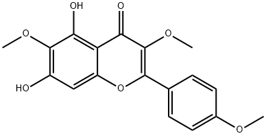 5,7-ジヒドロキシ-3,4',6-トリメトキシフラボン 化学構造式